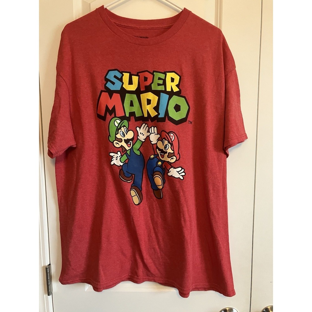 Hybrid Super Mario and Luigi  Red Graphic TShirt Mens Size XL C894